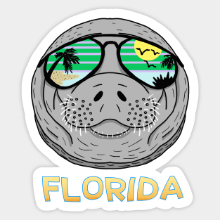 Florida Cool Sunglasses Manatee Sticker